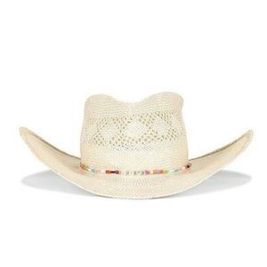Gladys Tamez Millinery Pink Bella Cream Straw Beaded Cowboy Hat